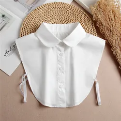 Vintage Rounded Collars Pure White Lapel Women's Shirt Collar Cotton Detachable Fake Adult Accessory Unisex Black