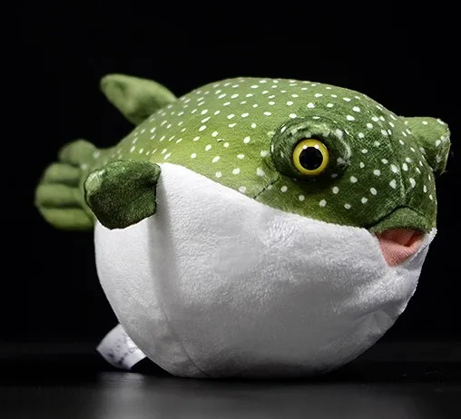 Забавная, в форме рыбы кукла моделирование pufferfish зеленые Куклы супер fugu pufferfish морские животные Плюшевые игрушки подарки - Цвет: AS IN PICTURE