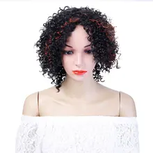 WTB Короткие Черные Кудрявые Парики для женщин, термостойкие синтетические парики для афро-американских ежедневных вечерние парики