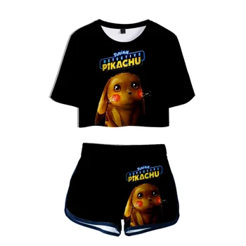 

Z&Y10-20Y Summer Boys Clothing Set Pokemon Detective Pikachu Kids Short Sleeve T-shirt +shorts Pant Sportsuit Girls Kpop Clothes