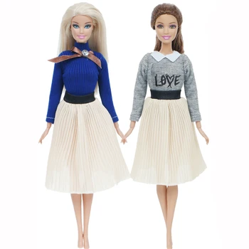 

2 Sets/Lot Mixed Style Fashion Dress Wedding Party Gown Princess Skirt Accessories Clothes for Barbie Doll Dollhouse Baby Toy