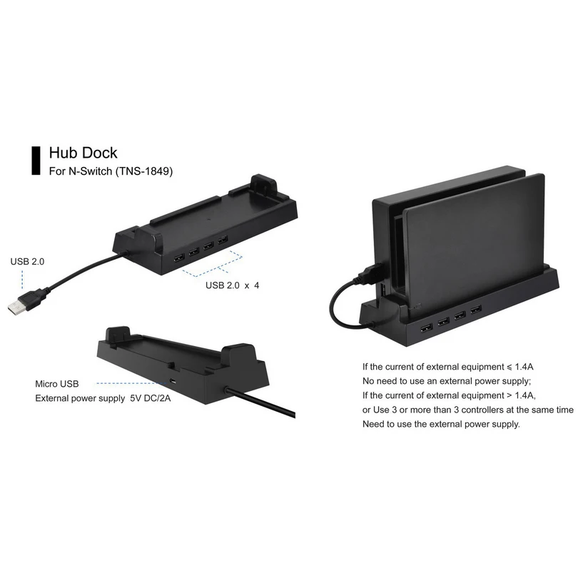 Внешний разветвитель для Nintendo Switch Dock NS Holder Tray Bracket exadapter Game Accessories 4 порта usb