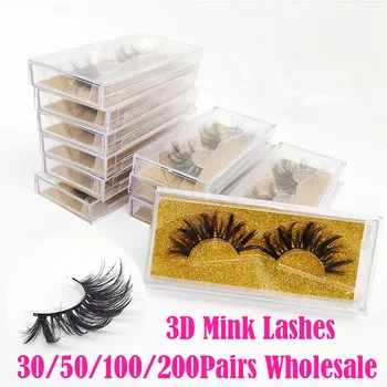 

30/50/100/200Pairs Wholesale 3D Mink Eyelashes Thick Natural Long False Eyelashes Makeup Dramatic Lashes 9 Styles 3D Mink Lashes