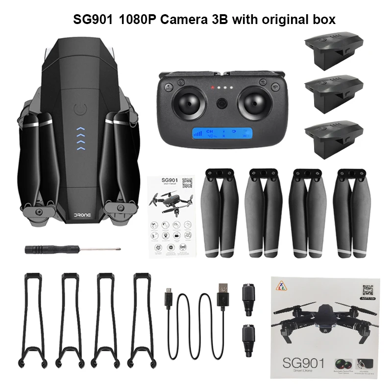 Дрон SG901 Профессиональный складной Дрон HD камера 4K1080P WiFi fpv пульт дистанционного управления 20 минут Квадрокоптер дроны игрушка SSTI-VSG - Цвет: 1080P 3B PAPER BOX