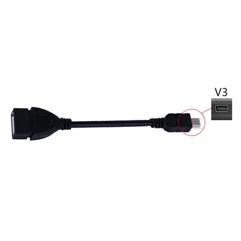 200 шт. тест перед отправкой USB A Female к Mini B штепсельный кабельный переходник 5P OTG V3