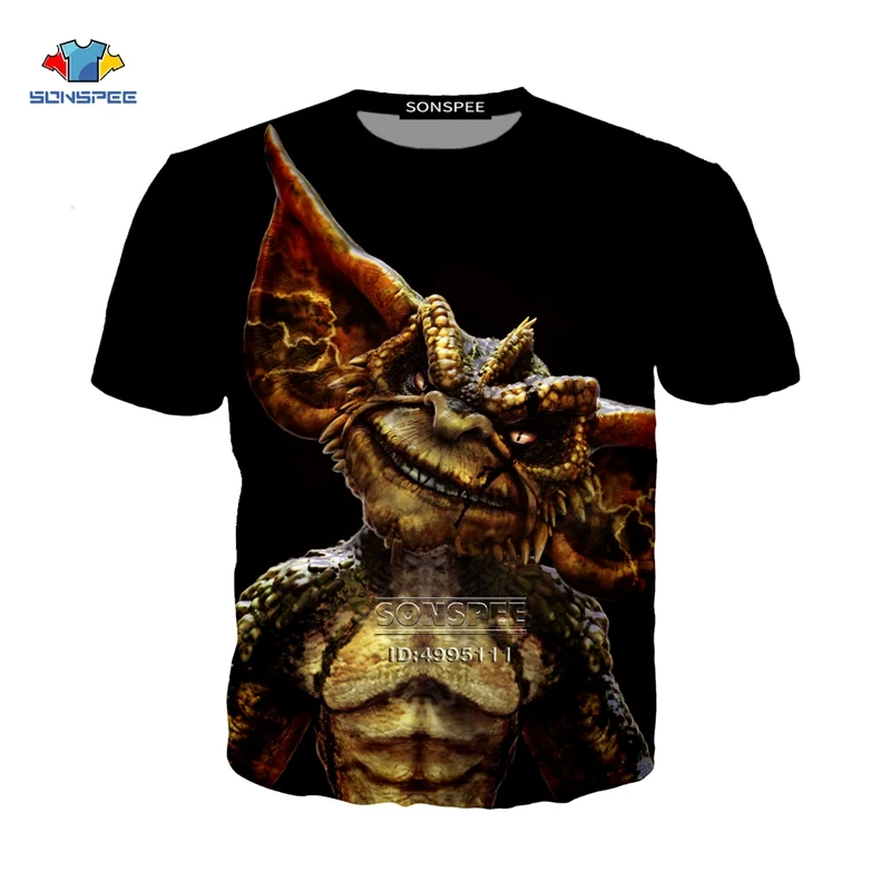 SONSPEE 3D Print Men Women Funny Movie Gremlins Monster Casual Harajuku T-shirt Summer Tshirt Youth Hip Hop Streetwear A1032