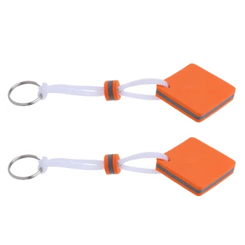 

2 Pieces Kayaking Boating Sea Fishing Water Floating Keychain Key Ring-Square Decor Orange