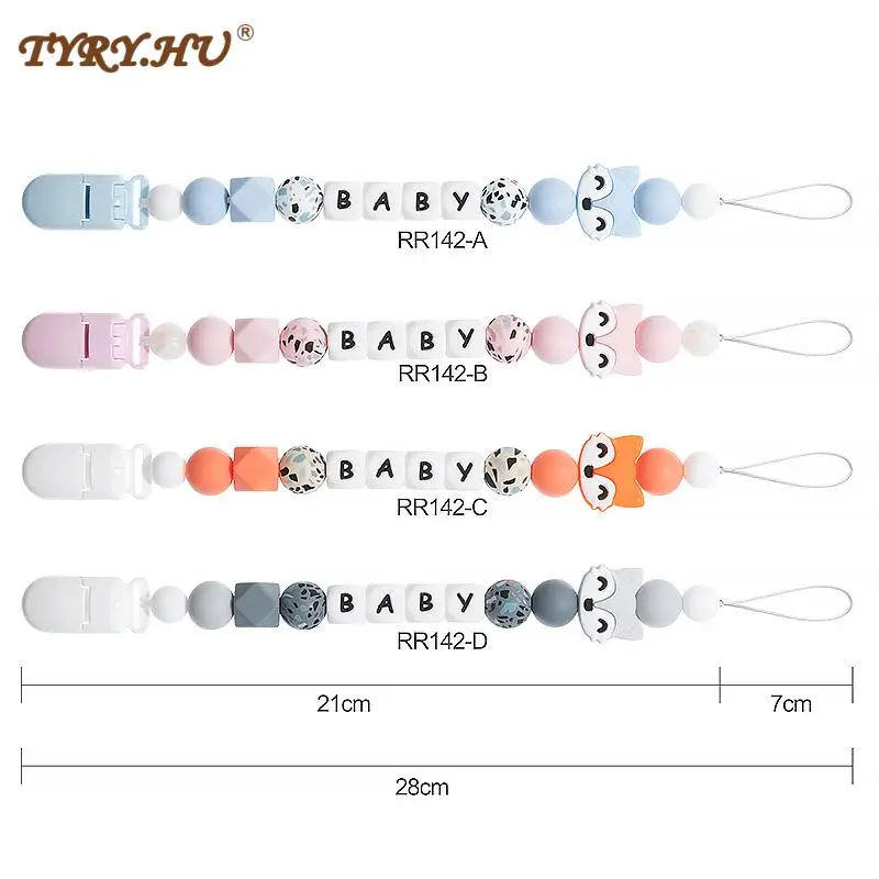 Pacifier Chain Personalized Name Handmade Pacifier Clips Holder Silicone Cartoon Fox Baby Teether Teething Chain pacifier clip pacifier accessories teether clip