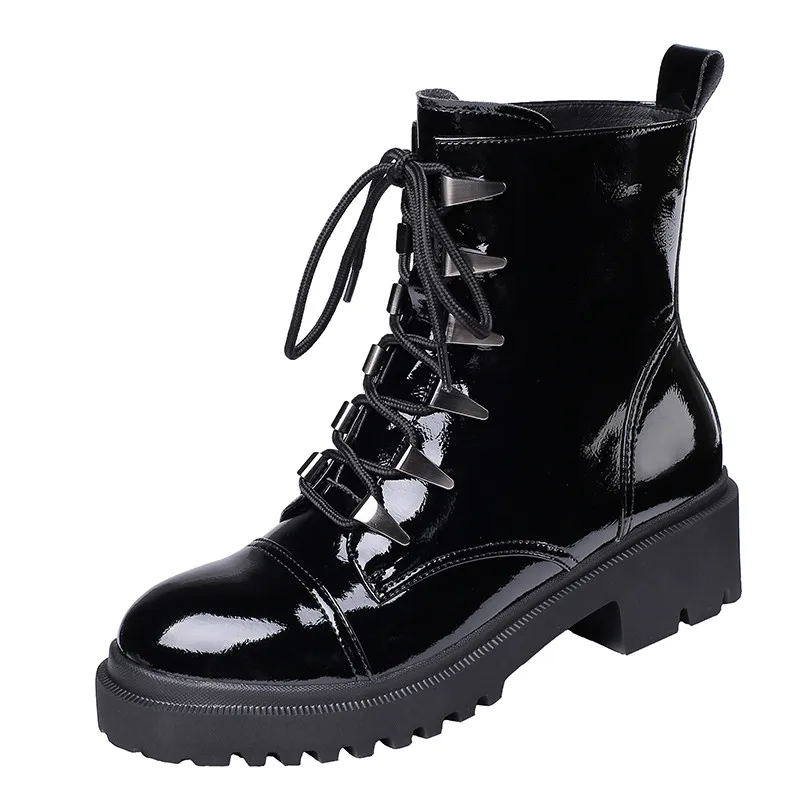 MORAZORA/ г., женские ботильоны наивысшего качества осенне-зимние мотоботы с круглым носком и градиентом женская повседневная обувь на низком каблуке - Цвет: Черный