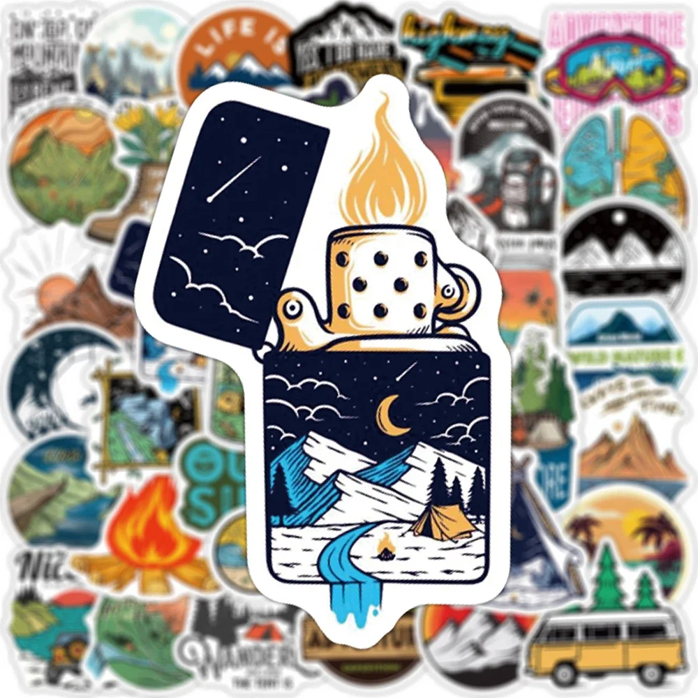 10/50/100PCS Outdoor Explore Mountain Climbing Stickers Laptop Guitar Luggage Waterproof Graffiti Sticker Decal Kid Classic Toys