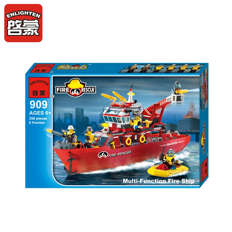 ENLIGHTEN 359 шт пожарная серия лодка корабль строительный блок Многофункциональный пожарный корабль Сборка строительный блок