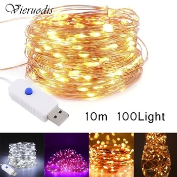 

10M 100LEDs USB LED Copper Wire String Fairy Light Strip Lamp Holiday Decor Lights Outdoor String Light Garden Courtyard Light