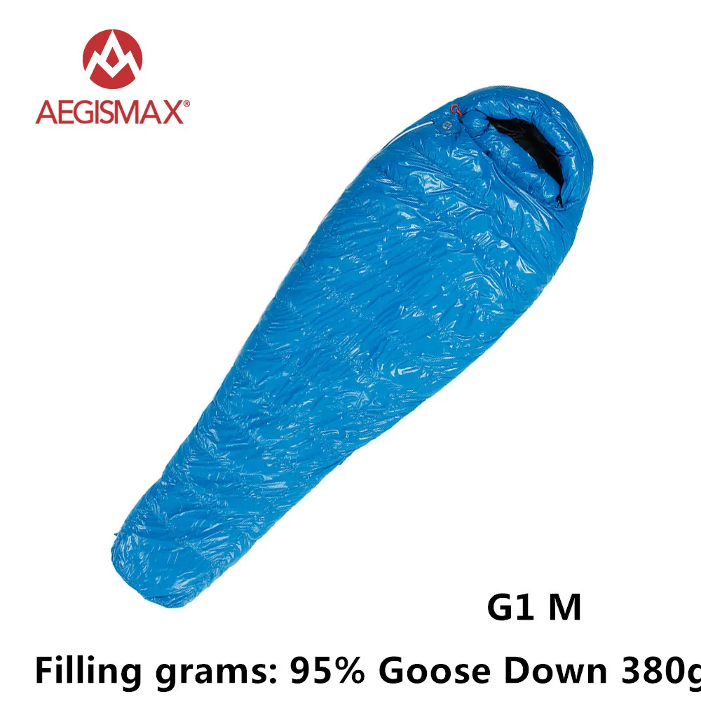 G1 M black AEGISMAX G серия 95% белый гусиный пух Мумия зимний спальный мешок для кемпинга сверхлегкий дизайн перегородки сплайсинга удлиненный FP800 - Цвет: G1 M black