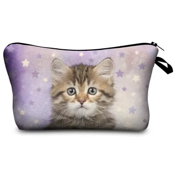 

cat cat Cosmetic Bag Print Women Brand makeup bags Cute bag headset candy Cosmetic printing Collection Casual men zipper letter