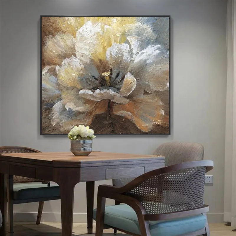 

100% Hand Painted Colorful Flowers Art Oil Painting On Canvas Wall Art Wall Adornment Pictures Painting For Live Room Home Decor