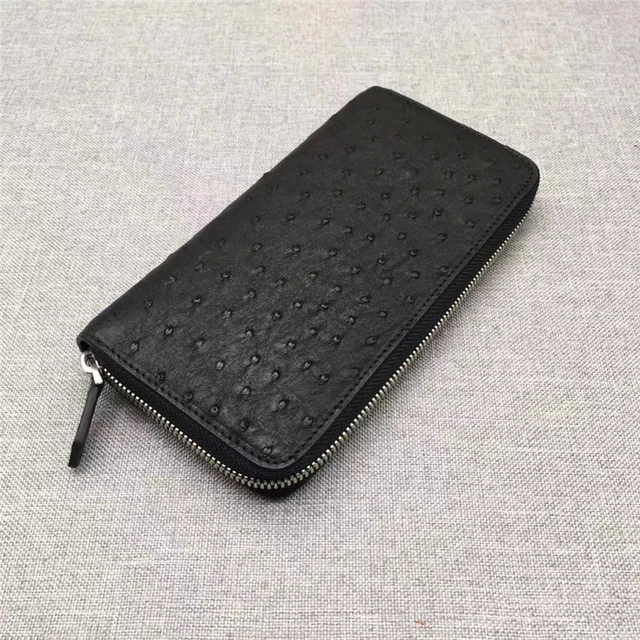 Genuine Black Ostrich Skin Wallets