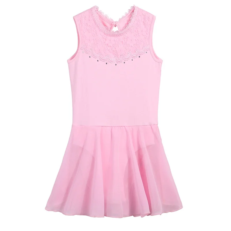 BAOHULU/платье снежинки Эльзы без рукавов для девочек; балетный костюм для подростков; сетчатый хлопковый гимнастический купальник; детская Одежда для танцев - Цвет: B212 Pink
