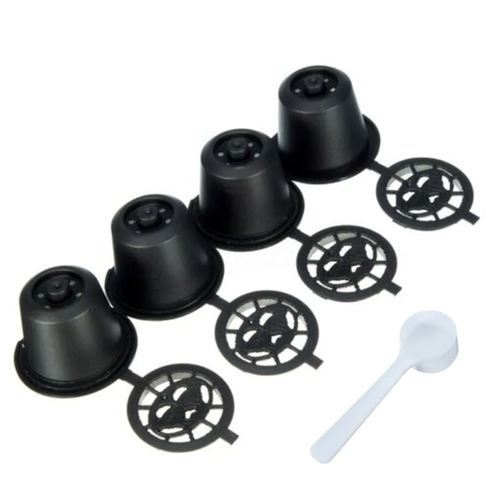 

Homeful 4pcs Reusable Refillable Coffee Capsules Cup Pods Spoon For Nespresso Q4X8 Gift Coffee Set