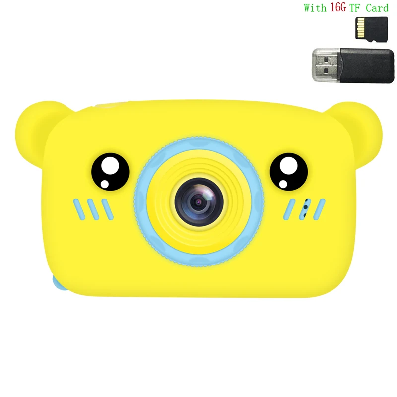 Cute Bears Electronic Digital Camera Toys for Kids Birthday Gifts Mini 1080P Projector Video Cameras Girls Boys Educational Toys 18