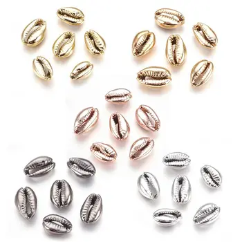 

50pcs Electroplated Shell Beads Cowrie Shells for Jewelry Bracelet Necklace Earring Making DIY 15~20x10~12x5~6mm