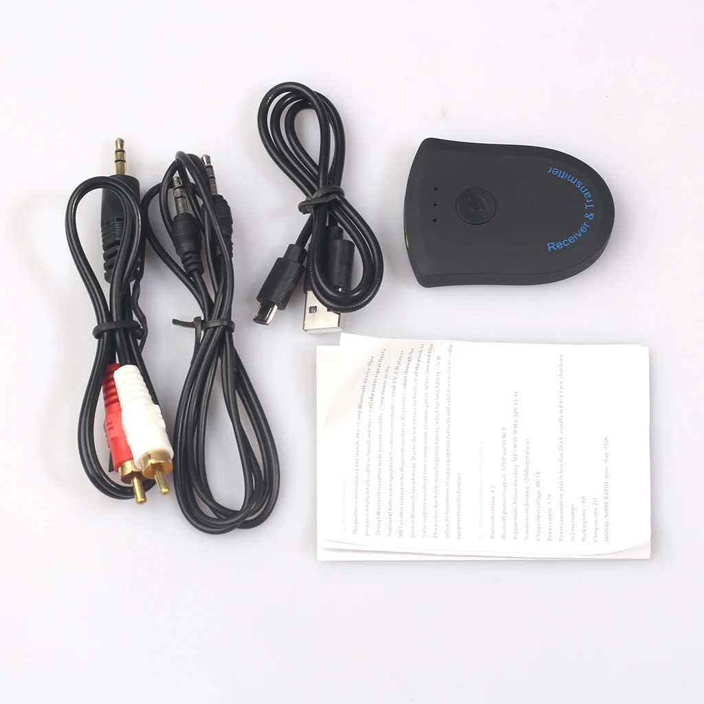 2 in 1 Transceiver w/ 3.5mm Male to 2RCA Male Cable HIFI Adapter for TV MP3