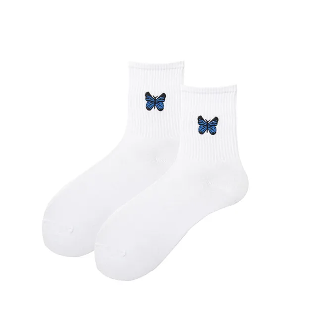 Hot Sale 2021 new fashion Korean style ladies socks simulation printing butterfly socks cute embroidered dinosaur socks 2