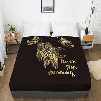 

3D Design Fitted Sheet Bed Mattress Fitted Cover Custom Design Bed Linens Sheets Bedsheet 96x187cm Glod Black Home Texitle