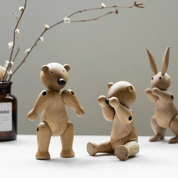 

Wooden Denmark Figurine Animals Bear Kids Room Bedroom Home Decoration Accessories Handmade Ornaments Cute Things Gift Toys