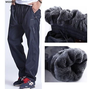 

Grandwish Men Winter Sweatpants Warm Fleece Thick Pants Mens Loose Elastic Waist Pants Casual Pants Trousers With PocketsM-6XL