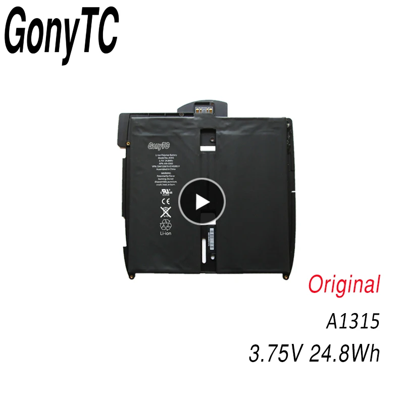 

GONYTC A1315 3.75V 24.8Whr New Li-ion Polymer Battery For iPad 1 1st Generation For iPad 1 A1219 A1337 616-0448 Laptop Battery
