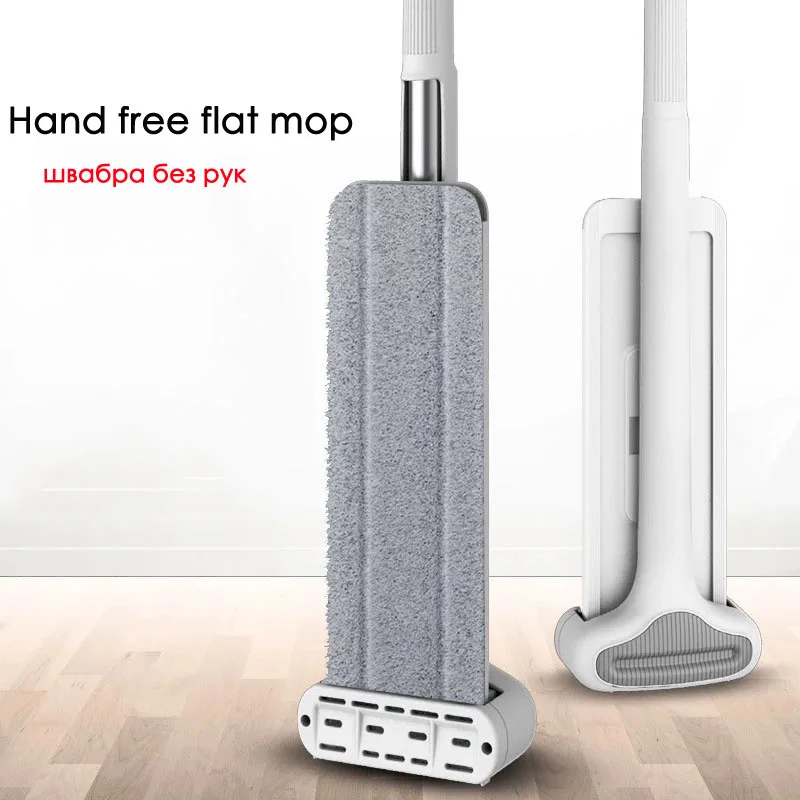 Magic Squeeze-fregona plana para el hogar, fregona de microfibra Manos libres, limpieza de suelo, con fregona para escurrir paños de trapo