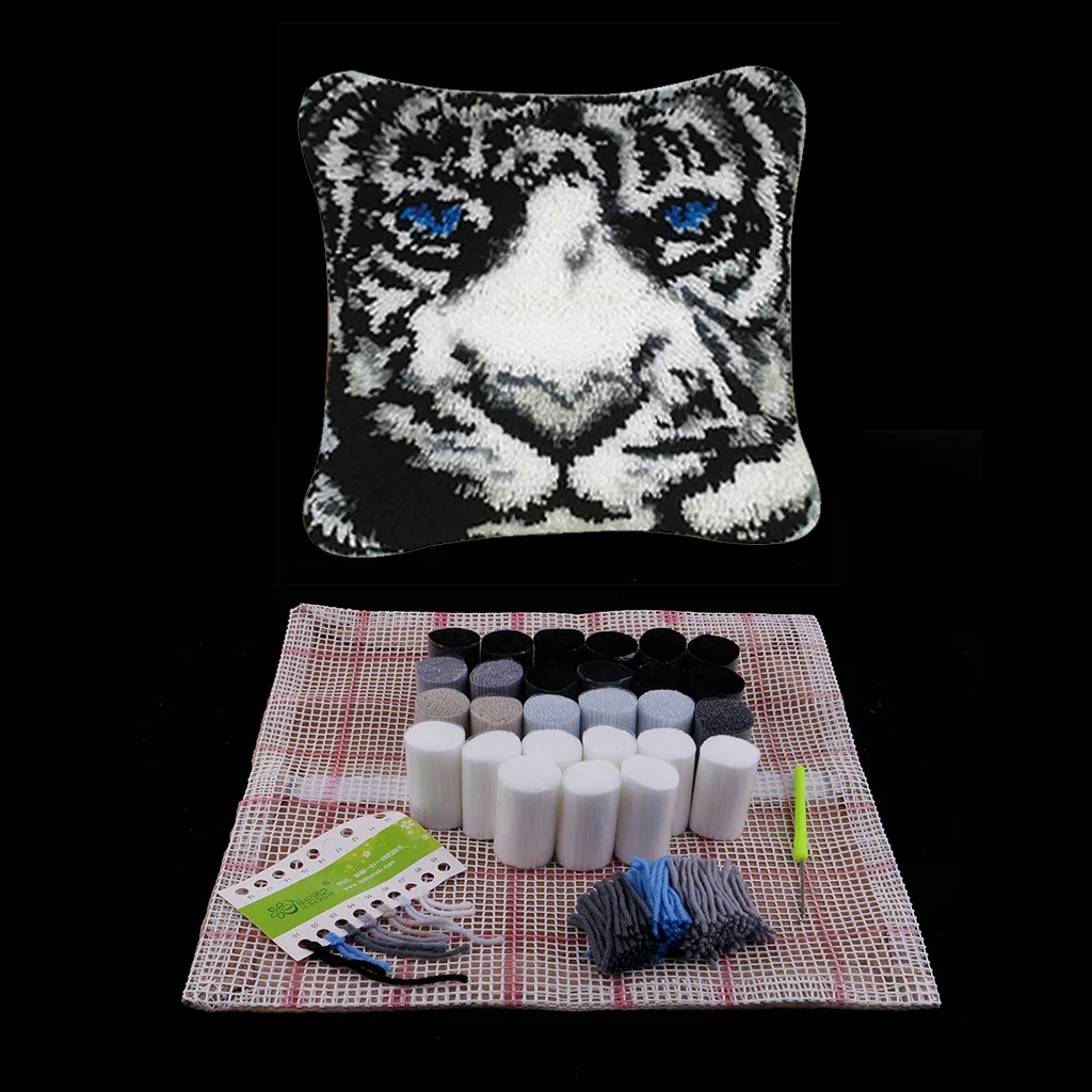 Funny Latch Hook Kits Cushion Pillow Case Making for Adults Beginners Kids 17x17''