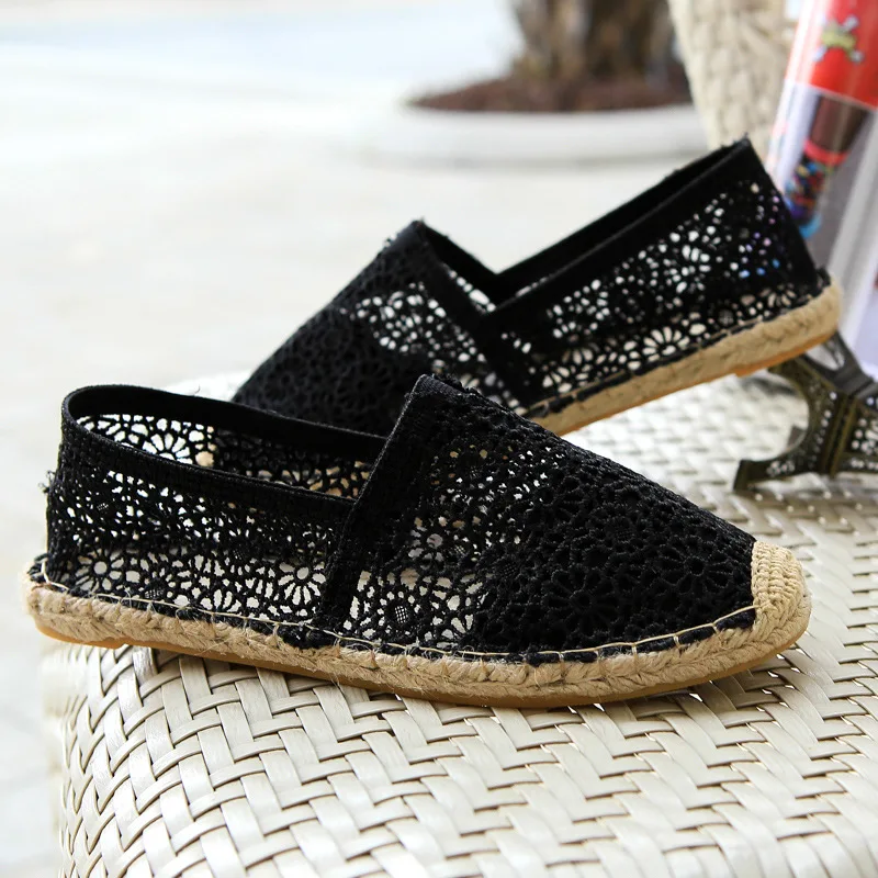 

Summer Straw Lace Hollow out Fisherman Shoes Women's Slip-on Flat Lazy Casual WOMEN'S Shoes