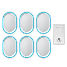 CACAZI Self-powered Wireless Doorbell No Battery US EU UK Plug 1 Button 6 Receiver Smart Home Chime Doorbell Inteligente Bell smatrul self powered waterproof wireless doorbell no battery eu plug smart home door bell chime 2 button 1 receiver 110db sound