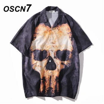 

OSCN7 Casual Printed Short Sleeve Shirt Men Street 2020 Hawaii Beach Oversize Women Fashion Harujuku Shirts for Men XQ83