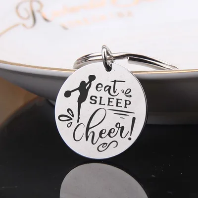 SILVER Брелок FLYANGEL с гравировкой Eat sleep Cheer Enjoy Life, ювелирный брелок для Чирлидера, подарки из нержавеющей стали - Цвет: SILVER