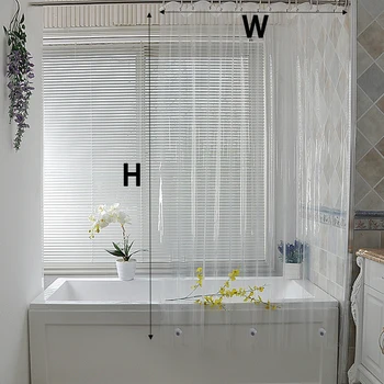 High Clear Shower Curtain Waterproof Transparent Curtains Liner Mildew Plastic Bath Curtains With Hooks Home PEVA Bathroom Decor 6