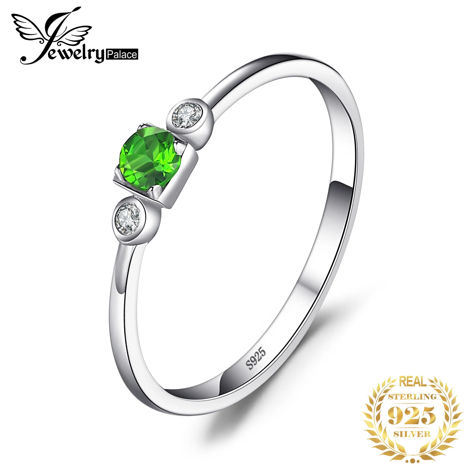 JewelryPalace подлинное белое Топаз Кольцо из диопсида 925 пробы серебряные кольца для