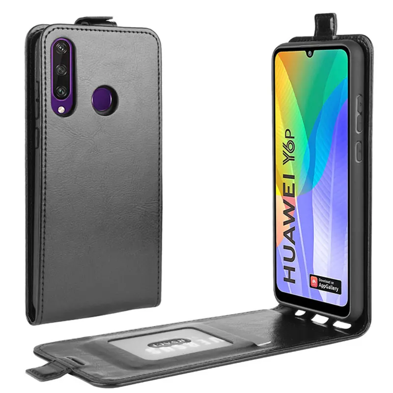 Suncase Custodia In Pelle Per Huawei Y6P – Con Cover In Silicone E Linguetta Di Estrazione, Chiusura Magnetica