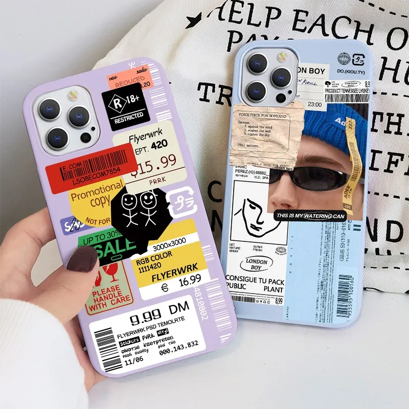 Luxury Stamp Label Barcode Case For Samsung Galaxy S20 FE S21 Note 20 Ultra 10 9 8 S10 S10e S9 