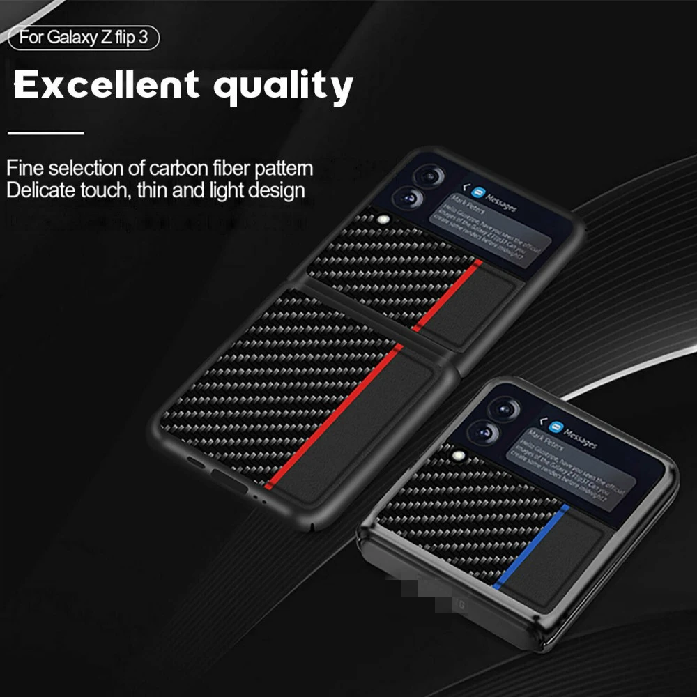 Luxury Carbon Fiber Case for Samsung Galaxy Z Flip 3 5G Ultra-thin Anti-knock Cell Phone Protective Cover Coque on For Z flip3 case for galaxy z flip3