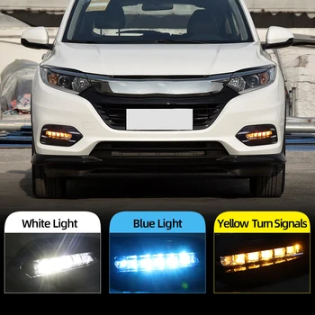 

2PCS LED Daytime Running Light 12V Car DRL Fog Lamp Decoration For Honda HRV HR-V Vezel 2019 Yellow Turn Signal Function