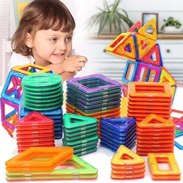 30-200pcs Big Magnetic Designer Construction Set Model & Building Toy Plastic Magnetic Blocks Educational Toys For Kids Gifts 1