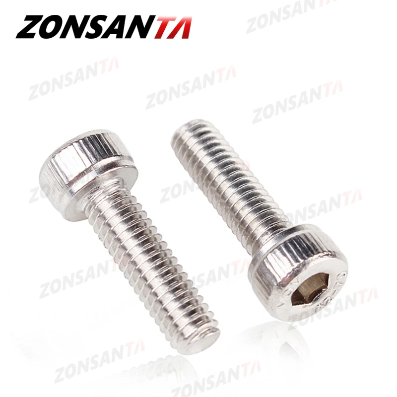 ZONSANTA 육각형 육각 소켓 캡 헤드 볼트 M1.4 M1.6 M2 M2.5 M3 M4 M5 M6 M8 304 스테인레스 스틸 DIN912 알렌 소켓 헤드 나사