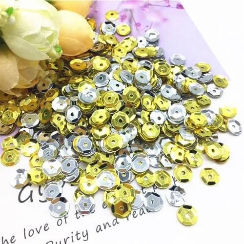 Light Gold Silver 6 мм разноцветная чашка, круглые Блестки, свободные ПВХ блестки, сделай сам, Швейные Блестки, одежда для платья, сумки, одежда, свадебные аксессуары для рукоделия, 20 г - Цвет: Light Gold Silver
