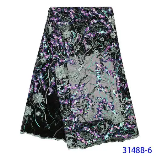 Nigerian Sequins Lace African Mesh Tulle Sequence Lace Fabric Lace For Wedding Dress - Цвет: picture 6