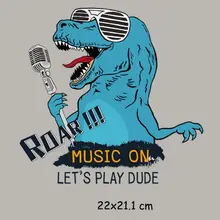 

22x21.1cm Musical Dinosaur Animal Iron On Patches For DIY Heat Transfer Clothes T-Shirt Thermal Stickers Decoration Printing