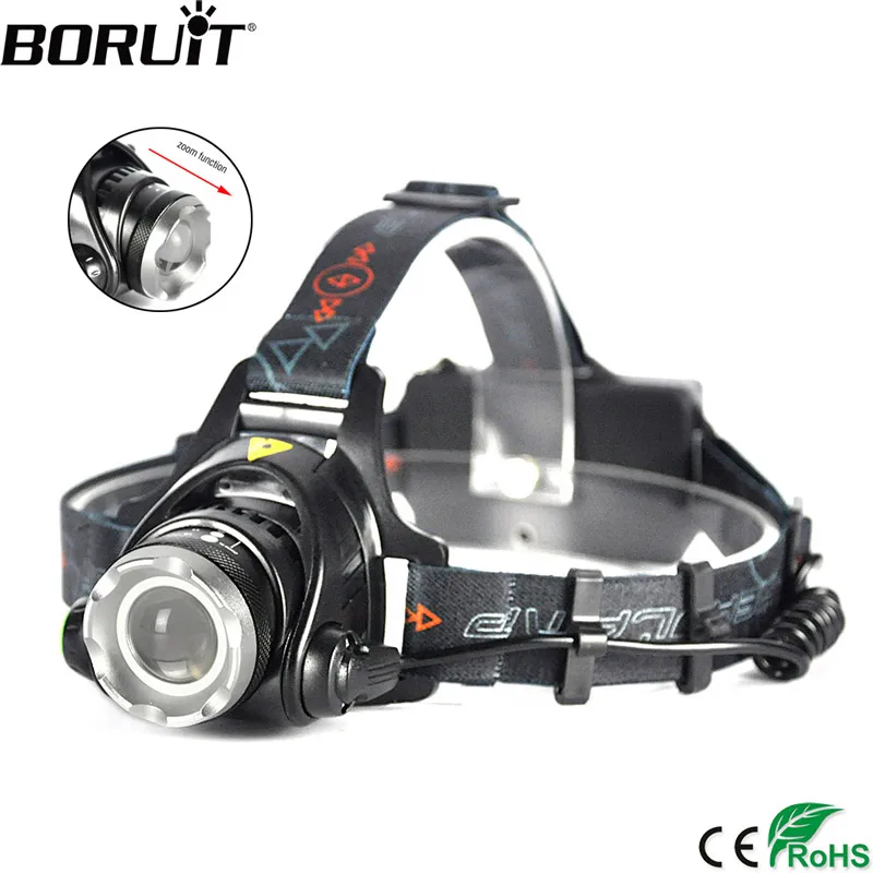 BORUiT XM-L T6 светодиодный налобный фонарь 1000LM 3-режимный масштабируемый