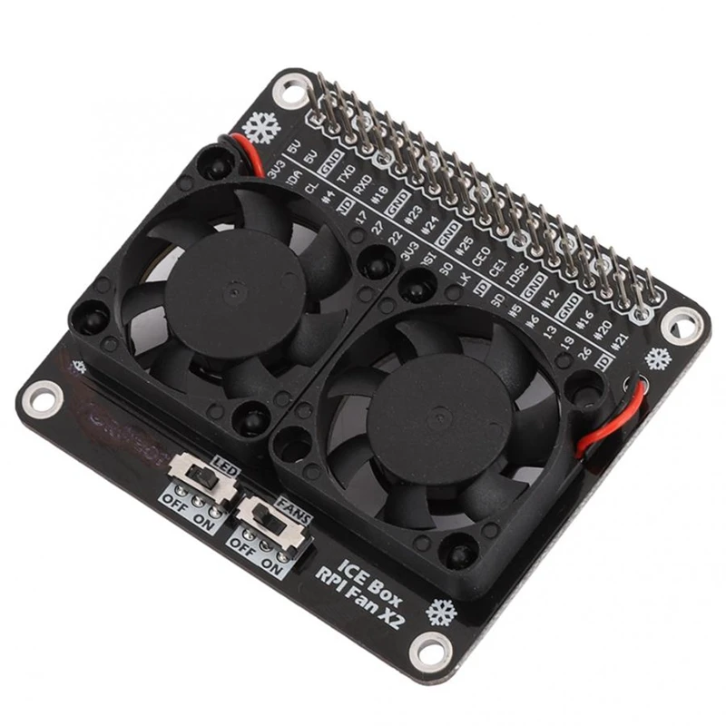Мини двойной вентилятор охлаждения с GPIO удлинительной платой для Raspberry Pie 4B/3B +/3B/3A
