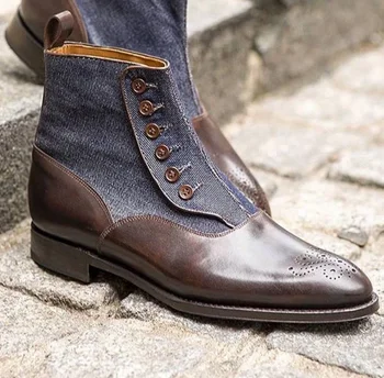 

Personalized Winter Fashion Men's PU Leather Chelsea Boots Pointed Toe Ankle Boots Mens Male Casual Zapatos De Hombre D356